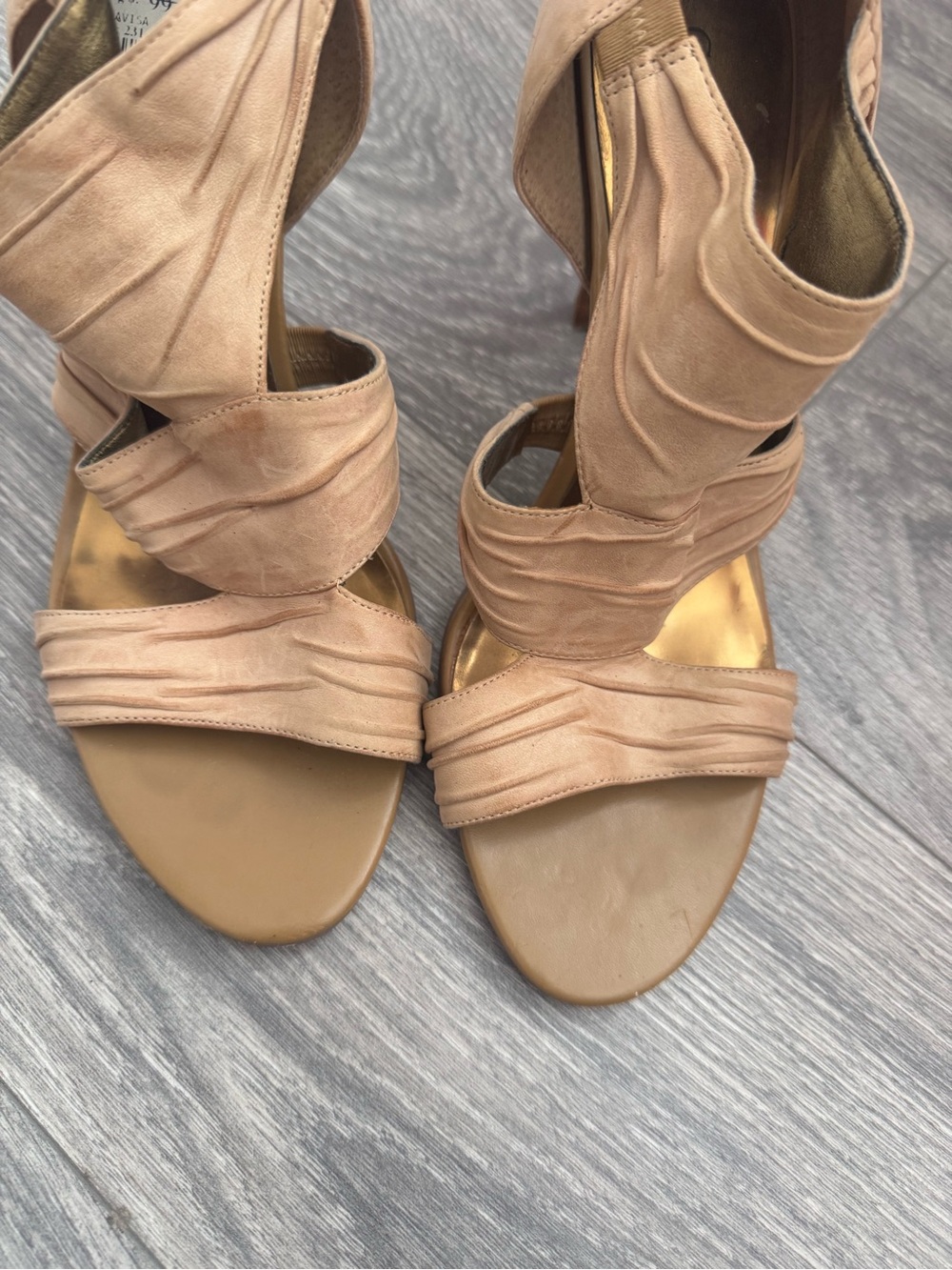 GUESS Blush Tan Suede High Heel Sandals
